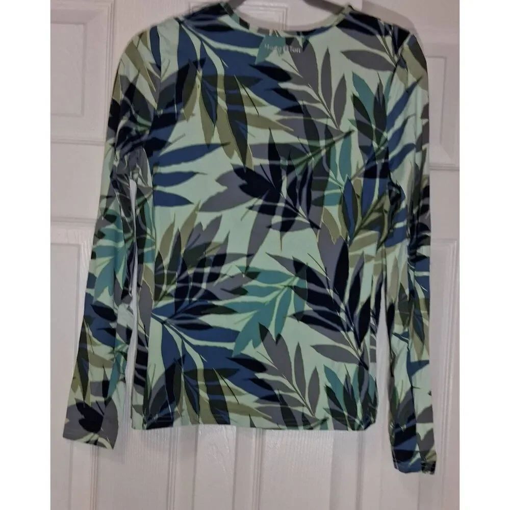 Hang ten womens small top upf 50 uv sun protection shirt spruce green Hawaiian - Picture 5 of 8